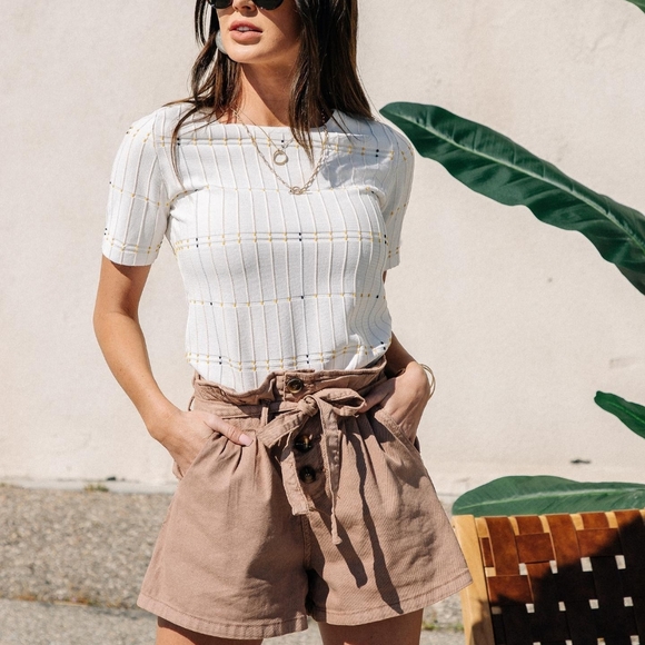 Mustard Seed Pants - Bohme High Waisted Paperbag Button Fly Shorts